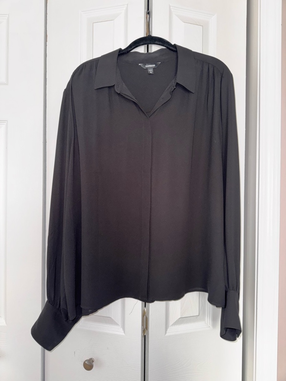 Express Black Button-Down Collared Blouse